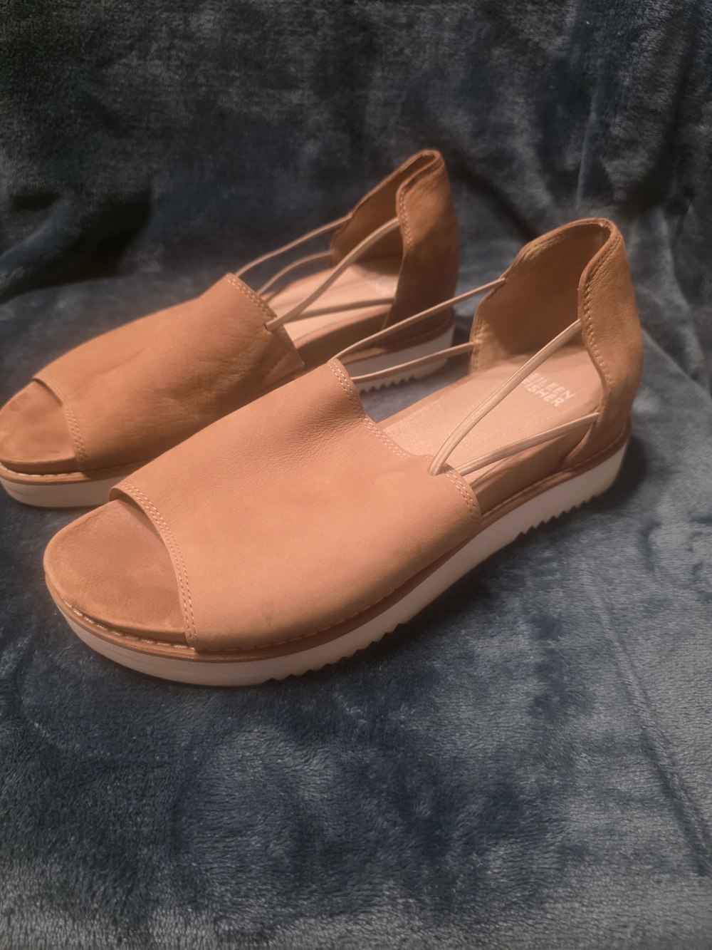 Eileen Fisher Tan Open-Toe Platform Sandals